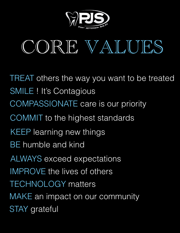 Port Jefferson Smiles - Karen Halpern DMD, MS - Core Values