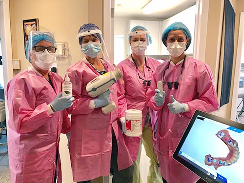 Karyn Halpern and Staff in PPE - Port Jefferson Smiles Dental Practice